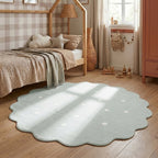 Round Kids Room Rug - Cloudy Dots Mint