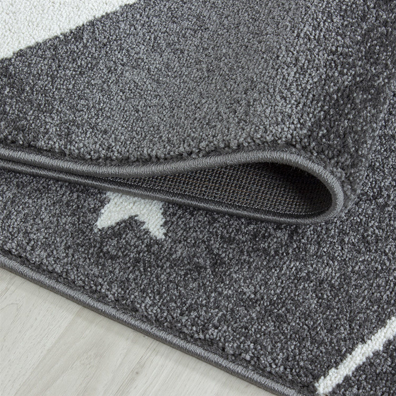 Round children's floor rug - Anna Stars Grey