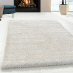 High-pile floor rug - Blushy Cream/White