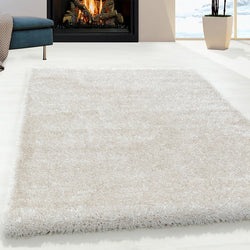 High-pile floor rug - Blushy Cream/White