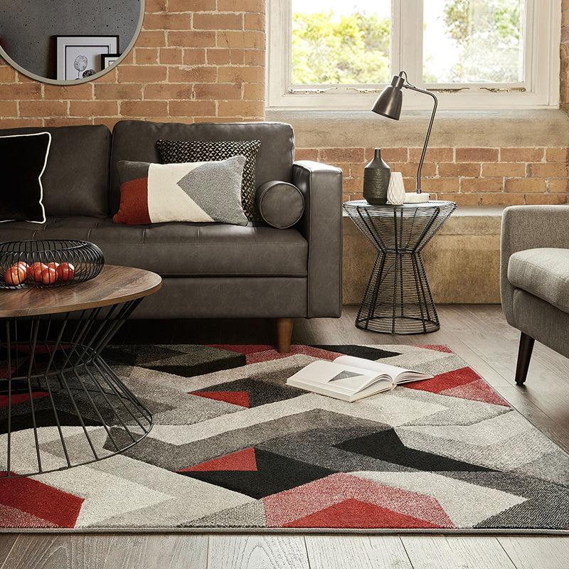 Modern floor rug - Hando Arora Grey/Red