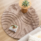 Round High Pile Rug - Carvy Arches Taupe