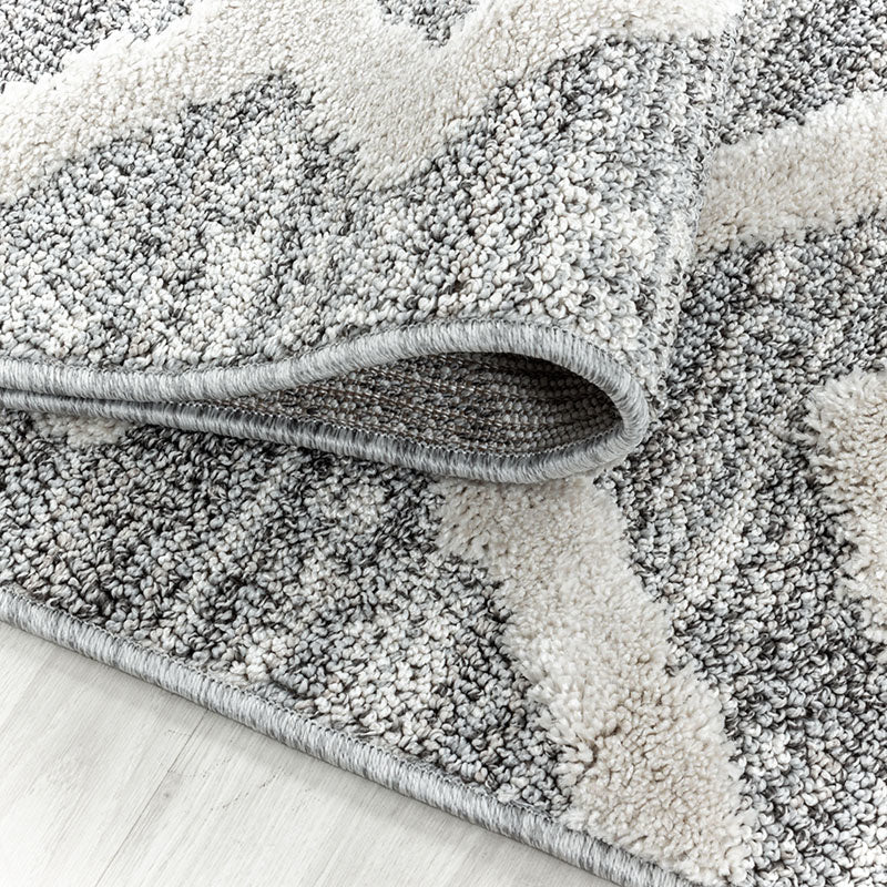 Round Scandinavian floor rug - Pitea Retro Grey/Cream