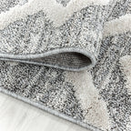 Round Scandinavian floor rug - Pitea Retro Grey/Cream