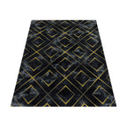 Modern floor rug - Marble Square Anthracite/Gold
