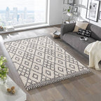 High-pile floor rug - Hamar Cubes Cream/Grey