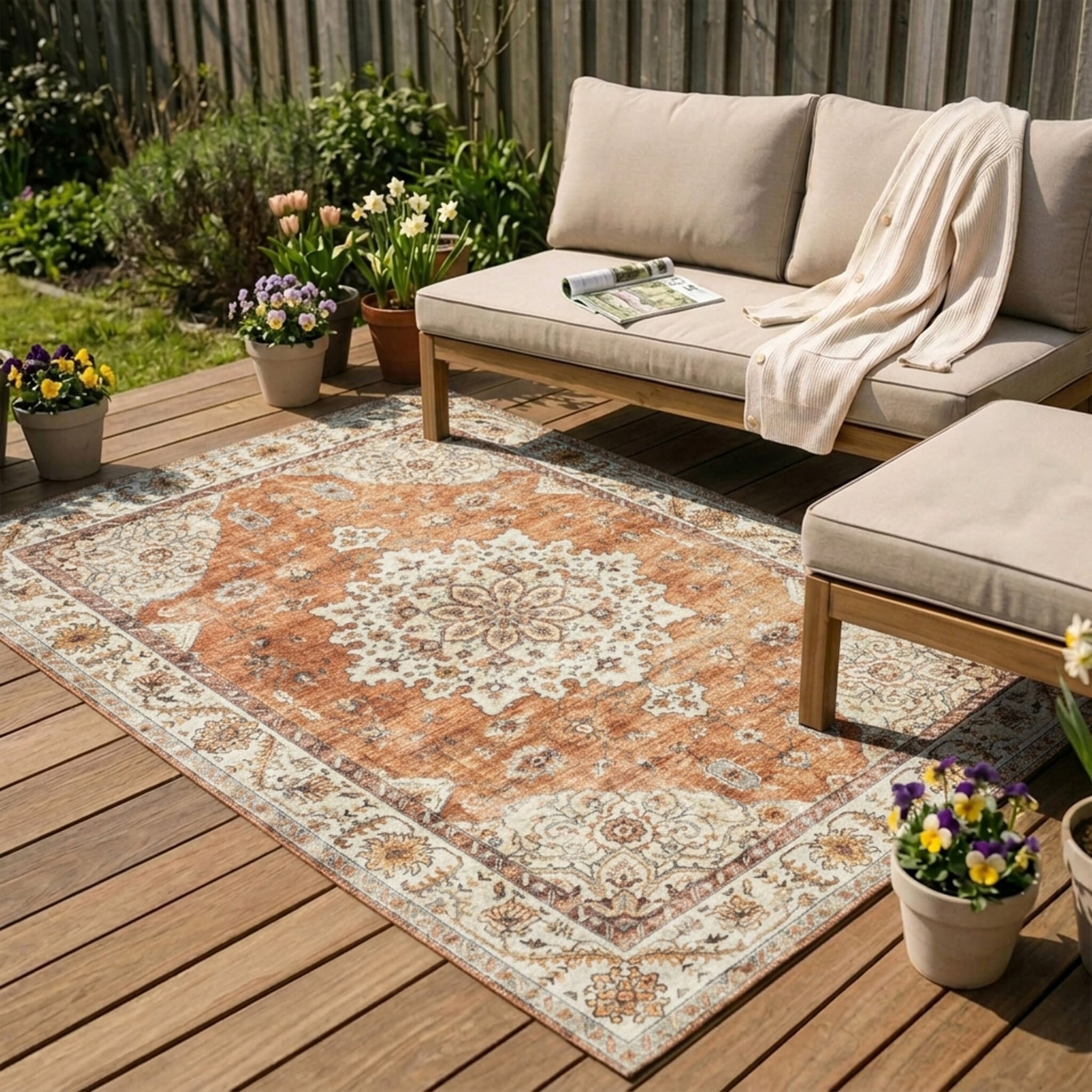 Vintage Outdoor Rug - Santo Medallion Terra