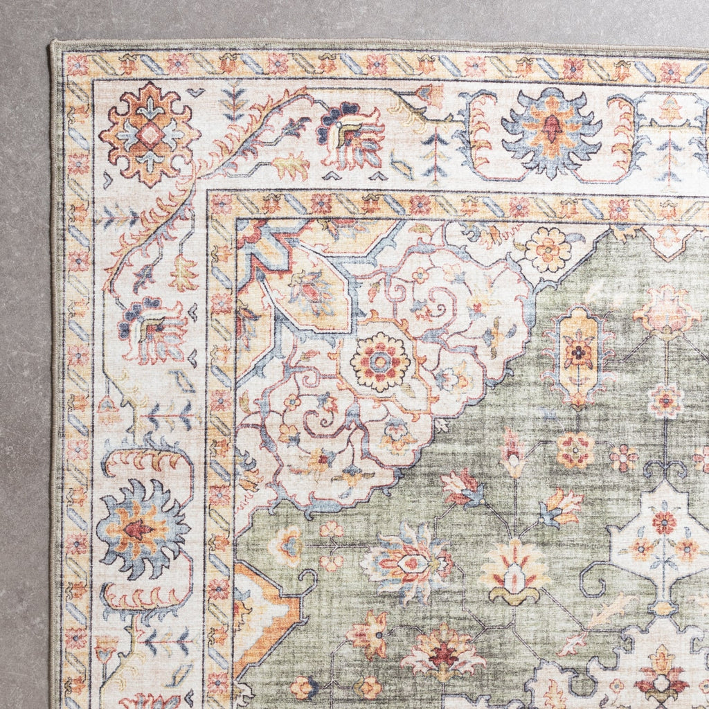 Vintage Outdoor Rug - Santo Medallion Olive Green