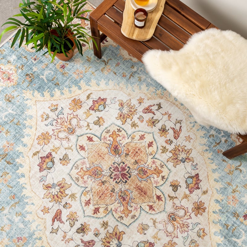 Vintage Outdoor Rug - Santo Mandala Light Blue