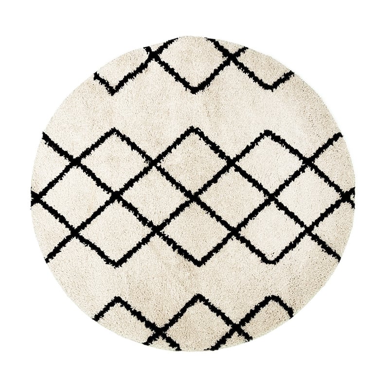 Round High Pile Rug - Grand Diamond Cream/Black