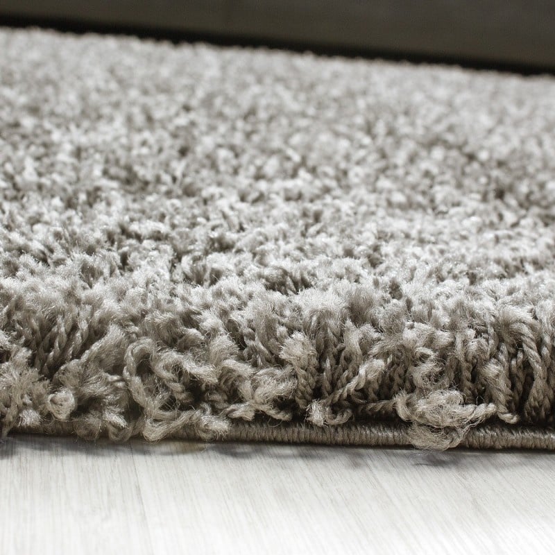 Round High Pile Floor Rug - Life Taupe