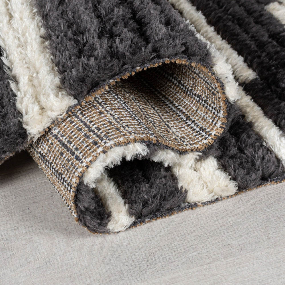 Berber floor rug - Lino Black/White