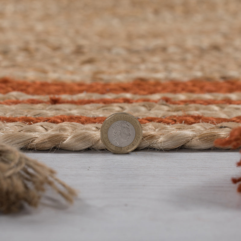Round jute floor rug - Lunaro Natural/Terracotta