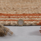 Round jute floor rug - Lunaro Natural/Terracotta