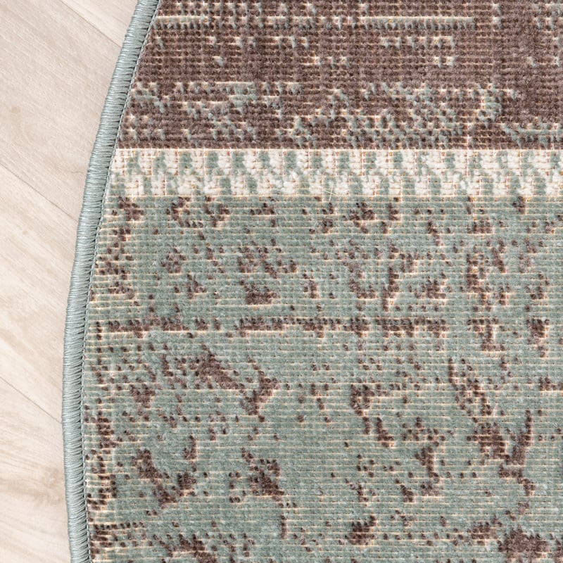 Round Patchwork Rug - Spring Green/Grey