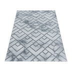 Modern Floor Rug - Marble Pattern Grey/Silver
