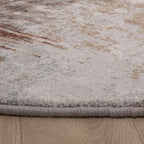 Round Abstract Rug - Xavier Brush Taupe/Red