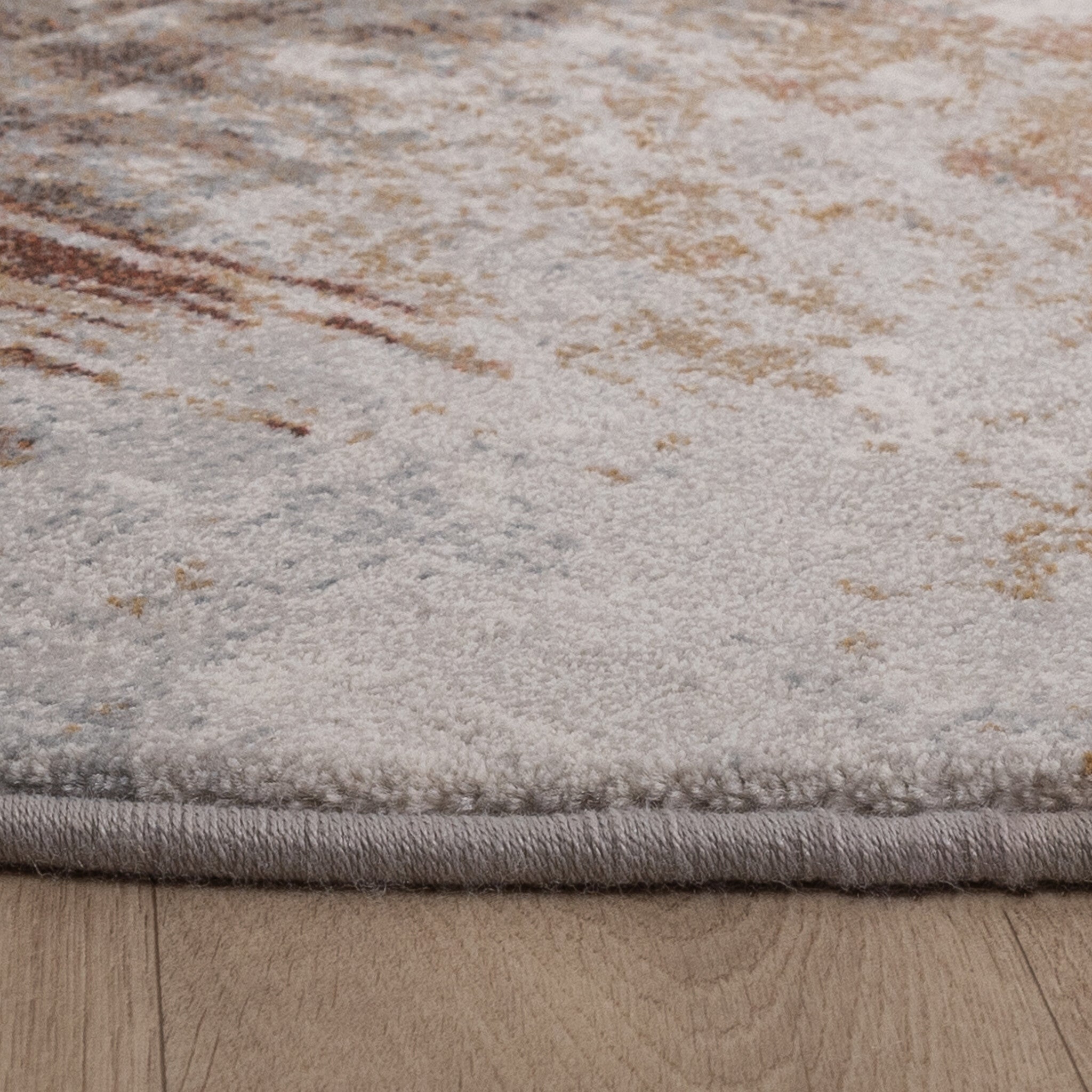 Round Abstract Rug - Xavier Brush Taupe/Red