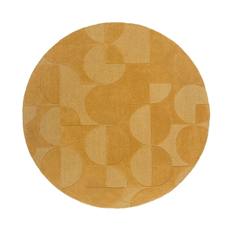 Round Modern Floor Rug - Mozo Gigi Ochre Yellow