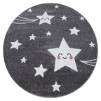 Round children's floor rug - Anna Stars Grey