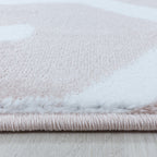 Modern Floor Rug - Streaky Pattern Pink/White