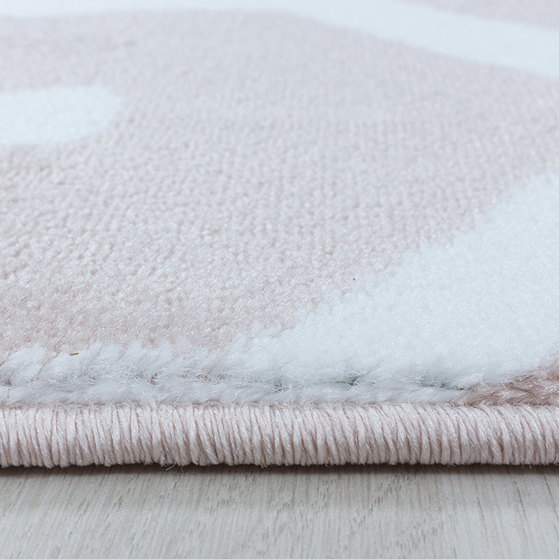 Modern Floor Rug - Streaky Pattern Pink/White