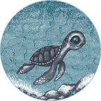 Round children's floor rug - Bambi Turtle Blue