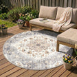 Round Vintage Outdoor Rug - Santo Mandala Blue/Grey