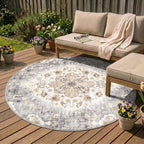 Round Vintage Outdoor Rug - Santo Mandala Blue/Grey