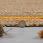 Round jute floor rug - Lunaro Natural/Ochre Yellow