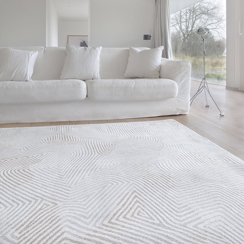 Modern Floor Rug - Meditation Coral 9228 White
