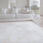 Modern Floor Rug - Meditation Coral 9228 White