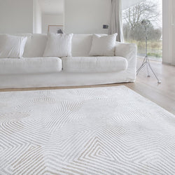 Modern Floor Rug - Meditation Coral 9228 White