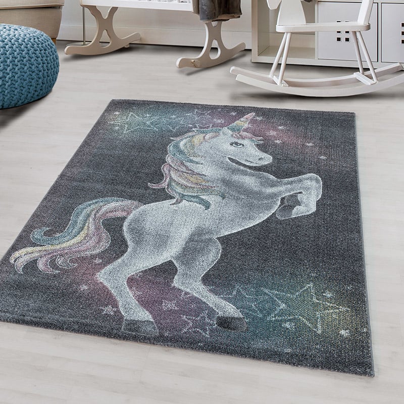 Children's Floor Rug Unicorn - Fleurtje Grey