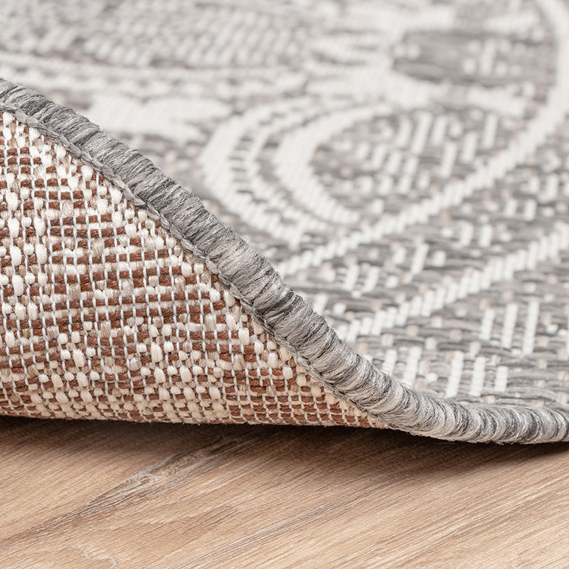 Round Outdoor Rug - Summer Oriental Light Grey