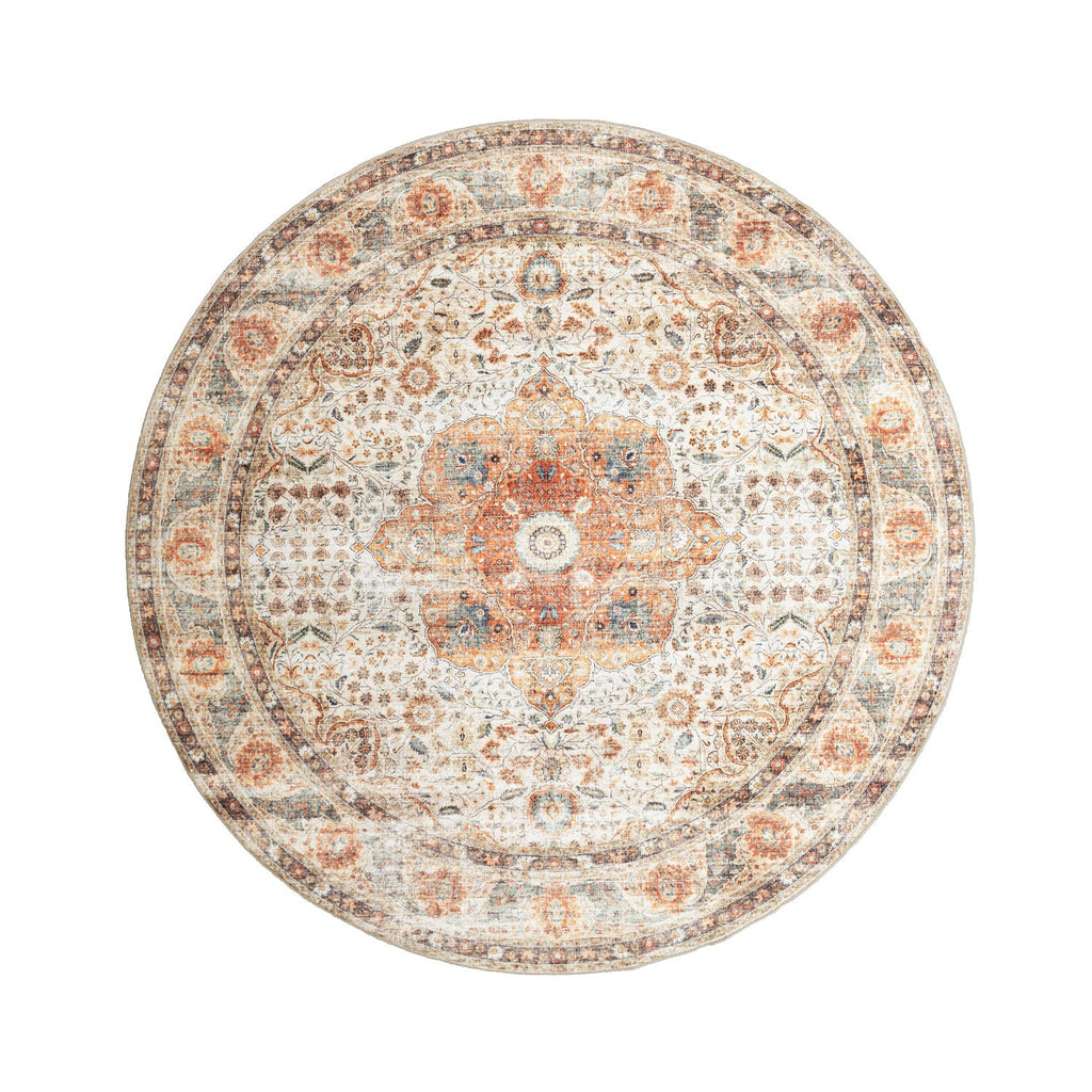 Round Indoor Outdoor Rug - Kairo Medallion Cream/Multicolour