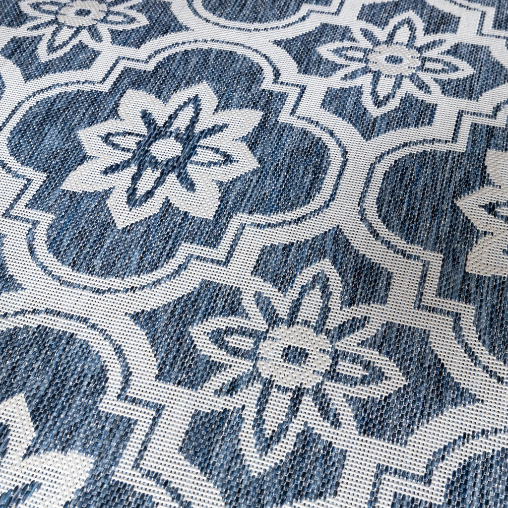 Round Outdoor Rug – Rio Flower Blue