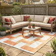 Retro Indoor Outdoor Rug - Pop Lines Terracotta