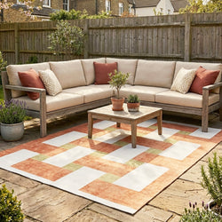 Retro Indoor Outdoor Rug - Pop Lines Terracotta