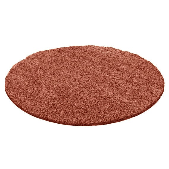 Round High Pile Rug - Solid Terracotta