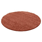 Round High Pile Rug - Solid Terracotta