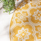 Round Outdoor Rug – Rio Flower Yellow