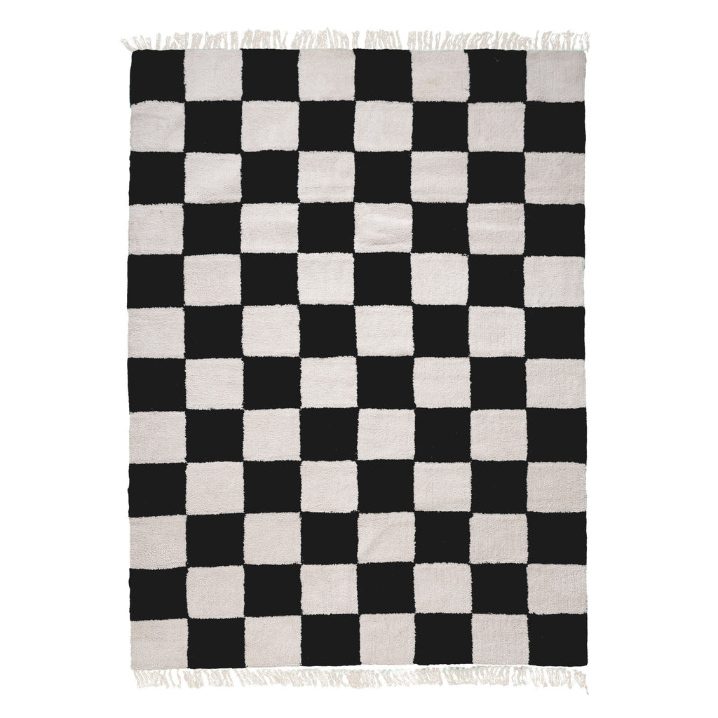 Checkerboard Rug - Blox Fringe Black