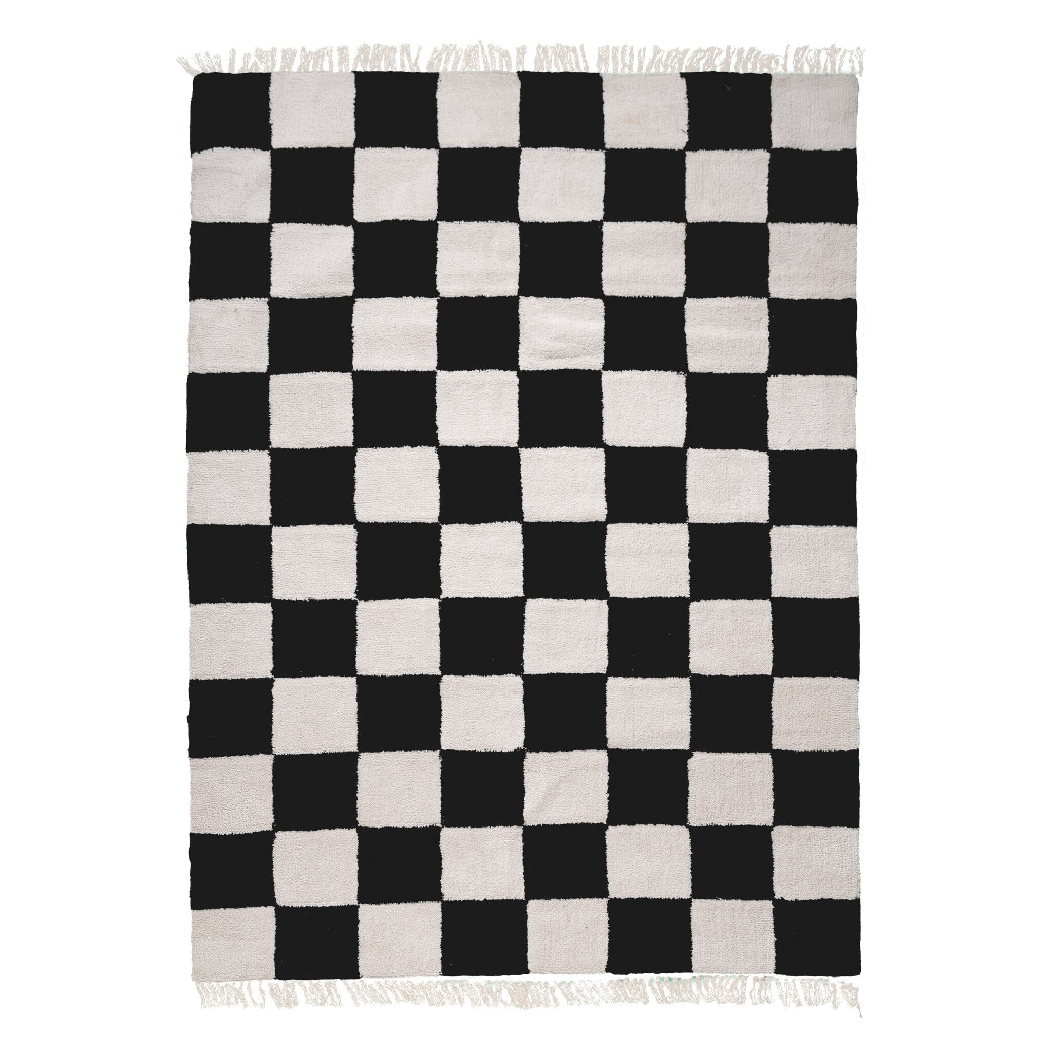 Checkerboard Rug - Blox Fringe Black