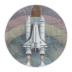 Round Children's Floor Rug - Fleurtje Rocket Multicolor