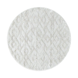 Round Scandinavian Floor Rug - Pitea Pattern Cream