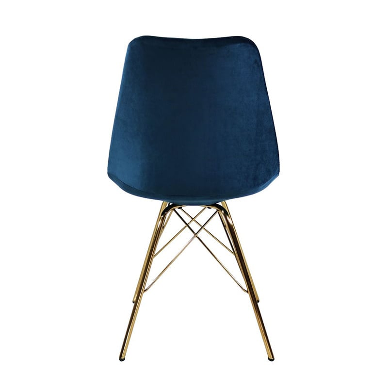 Velvet chair dark blue - Gold frame