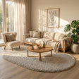 Oval Shaggy Rug - Blaze Beige/Grey