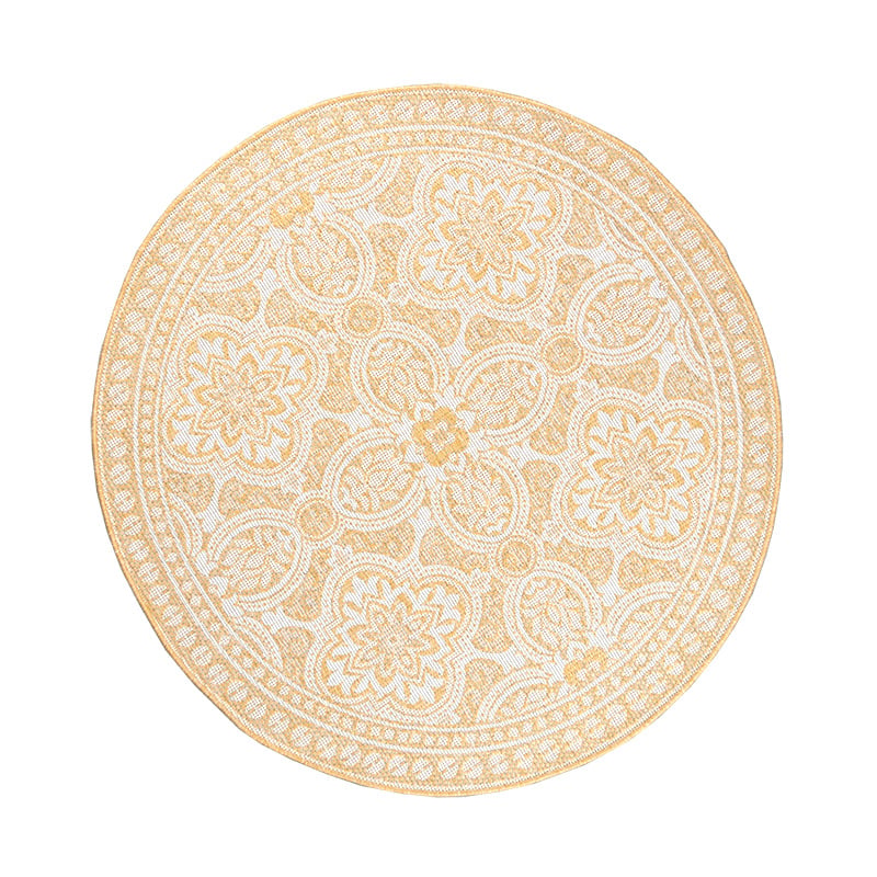 Round Outdoor Rug - Summer Oriental Yellow