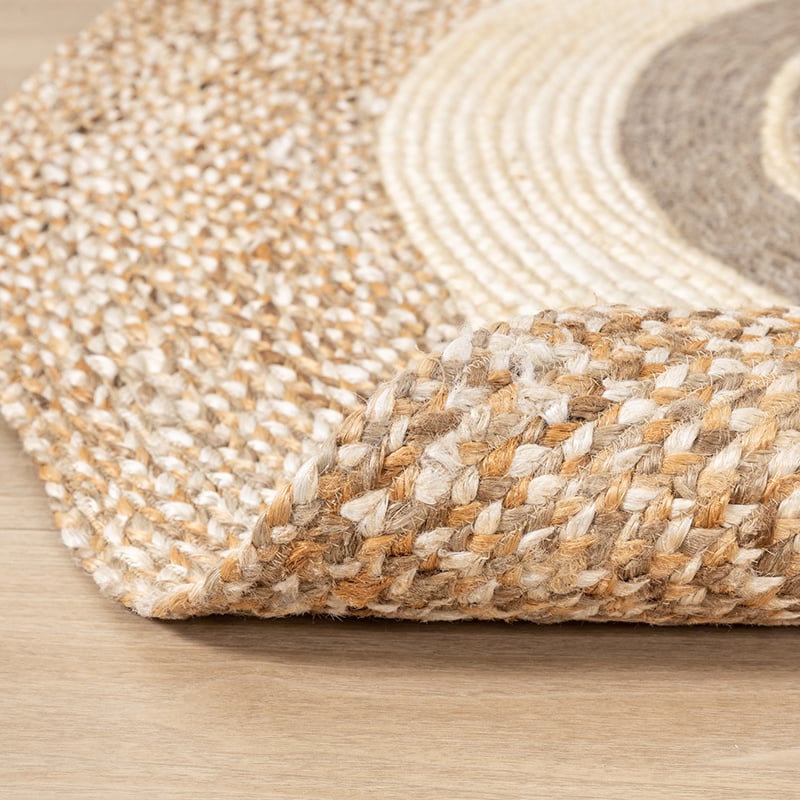 Round Jute Rug - Mirai Border White/Blend